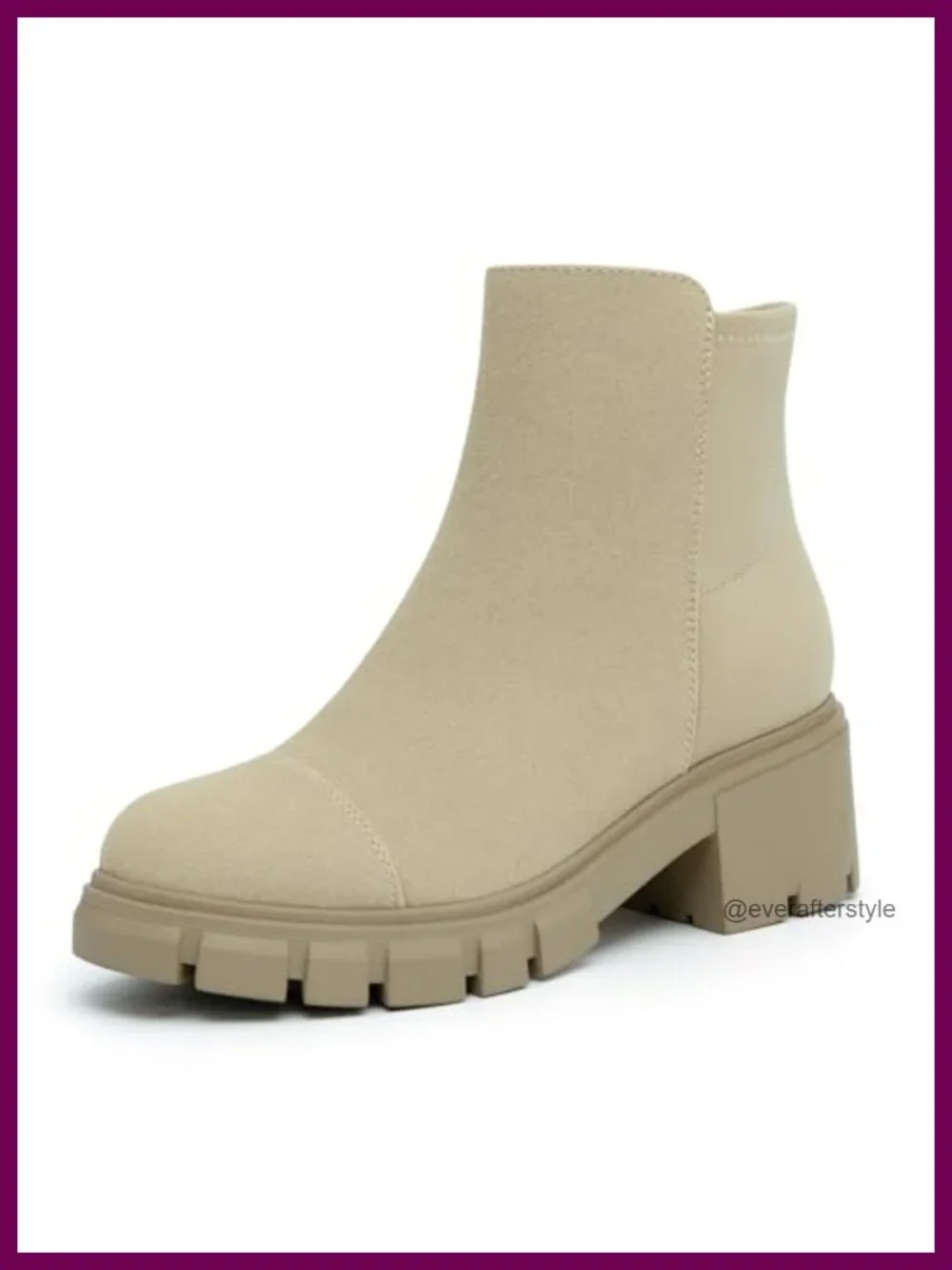 Women's Chunky Heel Slip On Chelsea Ankle Booties Suede
